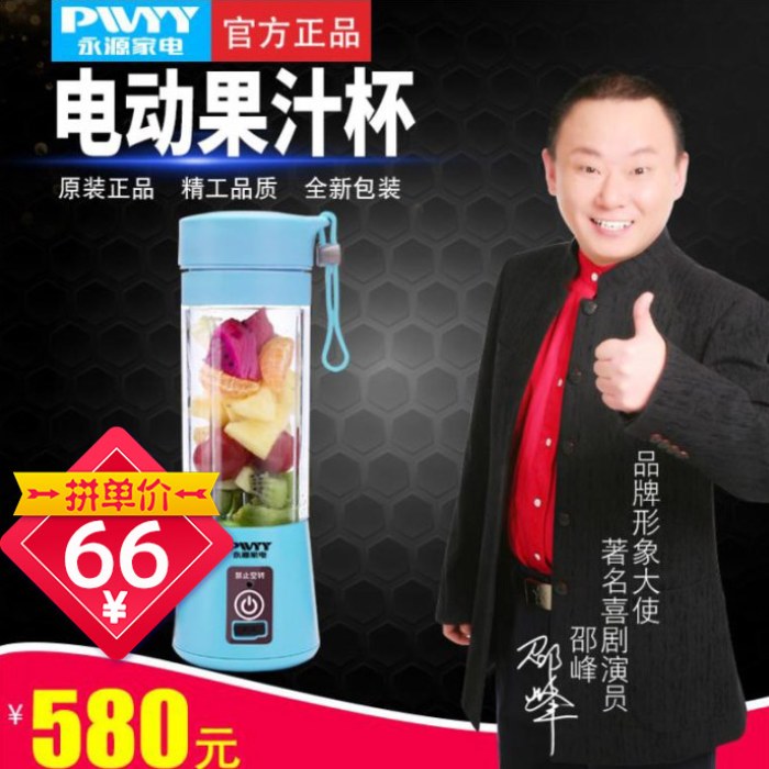 永源小型电动榨汁杯 便捷式USB果蔬榨汁机 旅行健身迷你果汁杯