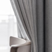 2020新款窗帘北欧简约卧室客厅雪尼尔绒布遮光纯色挂钩定制窗帘布