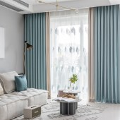 定制 窗帘成品遮光撞色北欧简约2020年新款客厅卧室高档大气隔热防晒