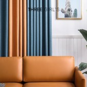 2020年新款流行窗帘北欧简约现代大气轻奢客厅卧室厚棉麻羊绒拼接